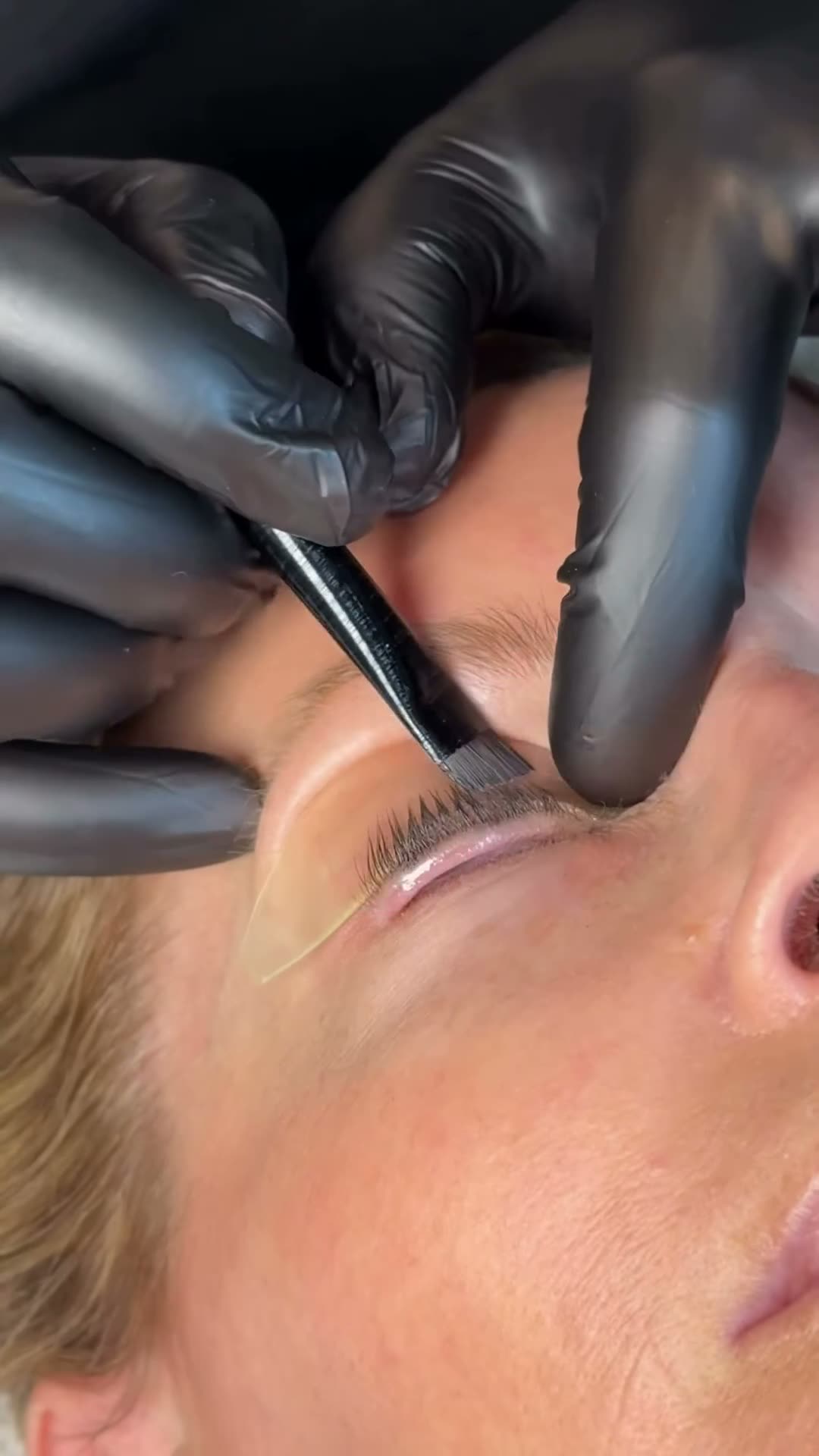 A lash treatment in progress at Le Petit Spa